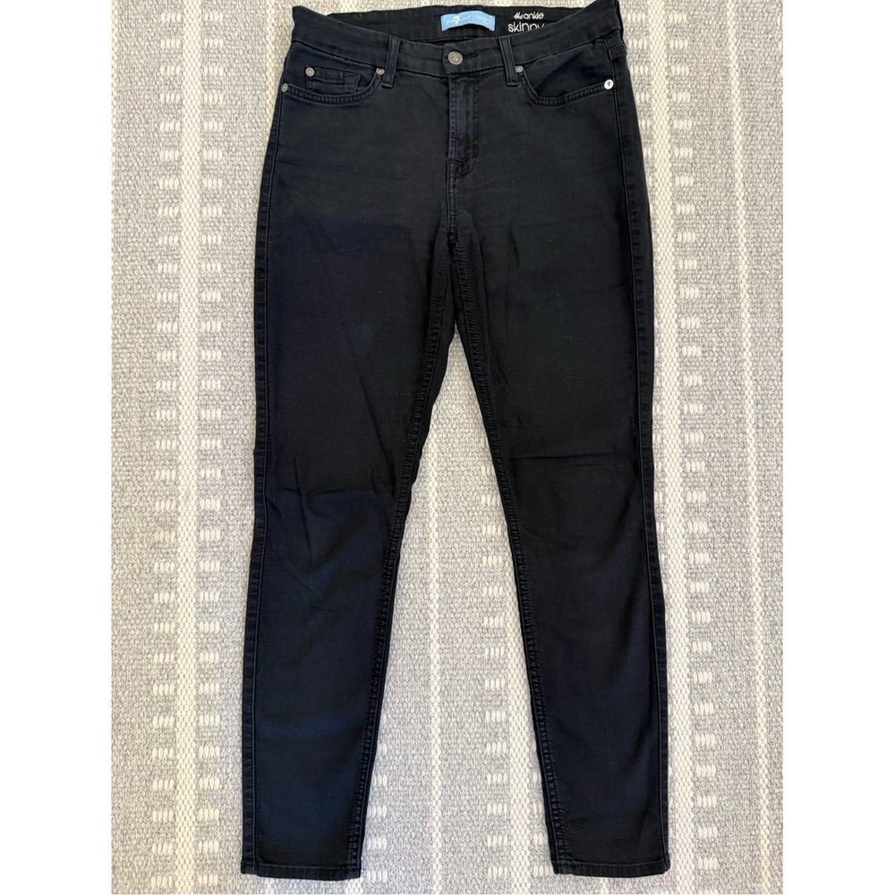 7 For All Mankind Size 28 "The Ankle Skinny" Black Jeans